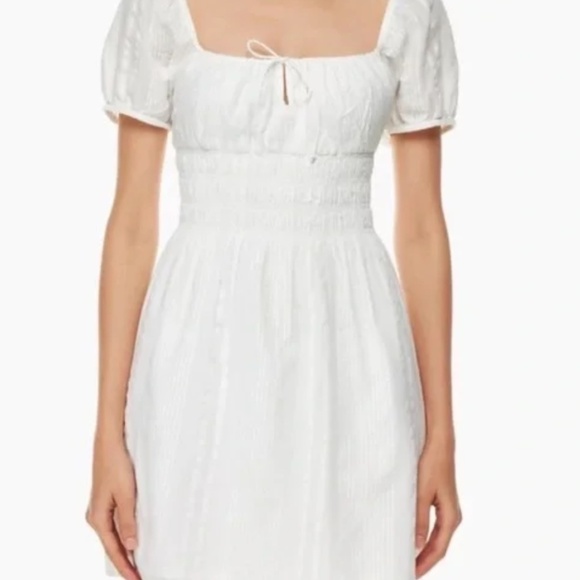 Aritzia Coquette White Puff Sleeve Kay Babydoll Dress - Picture 7 of 7
